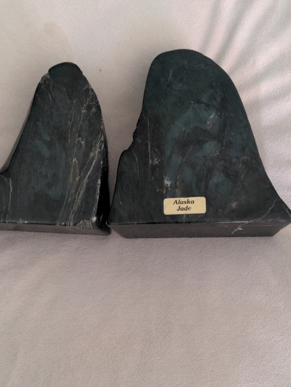Vintage Alaskan Jade Decorative Bookends, Rough Hewn, Nephrite